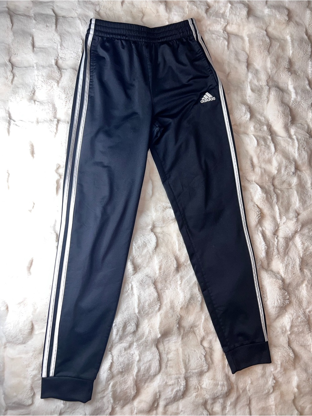 Men’s Adidas Black Three-Stripe Track Pants | Blk | SML